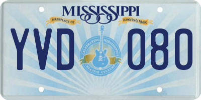 MS license plate YVD080
