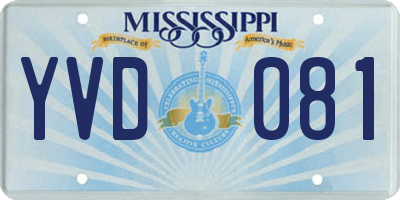 MS license plate YVD081