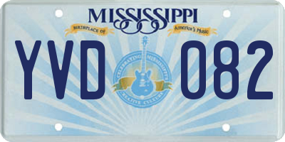 MS license plate YVD082