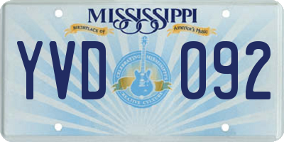 MS license plate YVD092
