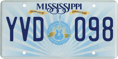 MS license plate YVD098