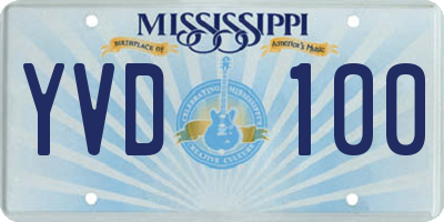 MS license plate YVD100