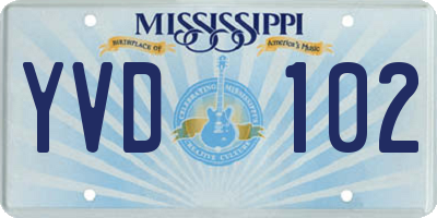 MS license plate YVD102