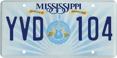 MS license plate YVD104