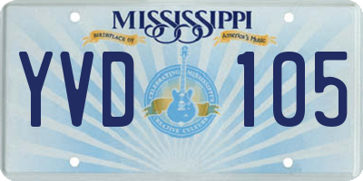 MS license plate YVD105
