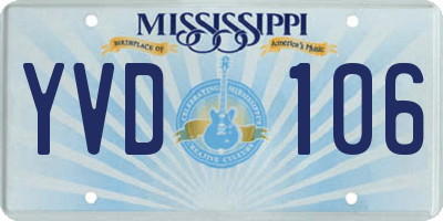 MS license plate YVD106