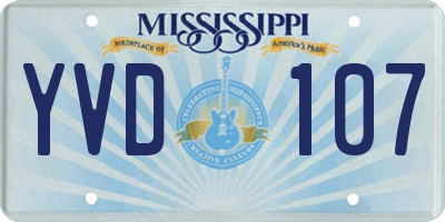 MS license plate YVD107