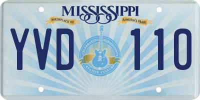 MS license plate YVD110
