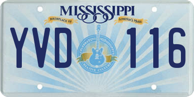 MS license plate YVD116
