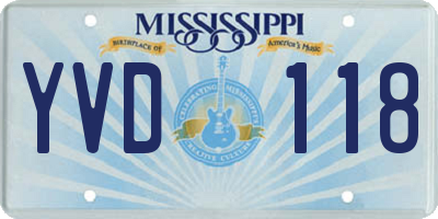 MS license plate YVD118