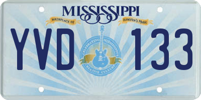 MS license plate YVD133