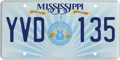 MS license plate YVD135