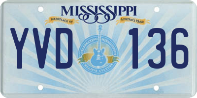 MS license plate YVD136