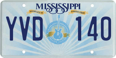 MS license plate YVD140