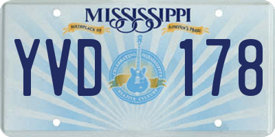 MS license plate YVD178