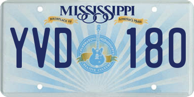 MS license plate YVD180