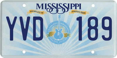 MS license plate YVD189