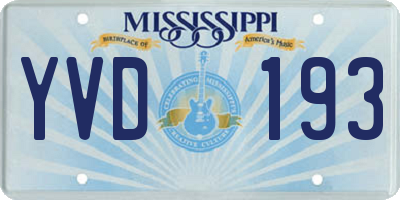 MS license plate YVD193