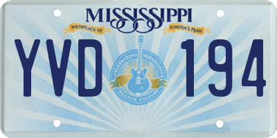 MS license plate YVD194