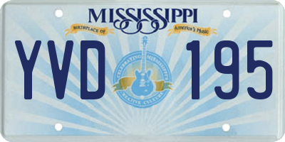 MS license plate YVD195