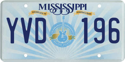 MS license plate YVD196