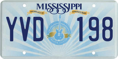 MS license plate YVD198