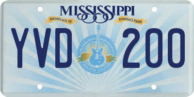 MS license plate YVD200