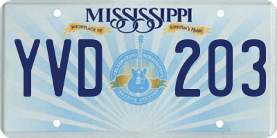 MS license plate YVD203