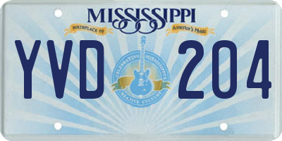 MS license plate YVD204