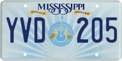 MS license plate YVD205