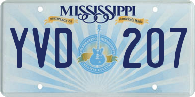 MS license plate YVD207