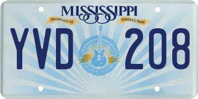 MS license plate YVD208