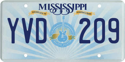 MS license plate YVD209