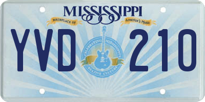 MS license plate YVD210