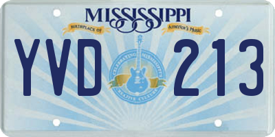 MS license plate YVD213