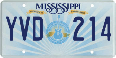 MS license plate YVD214