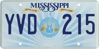 MS license plate YVD215