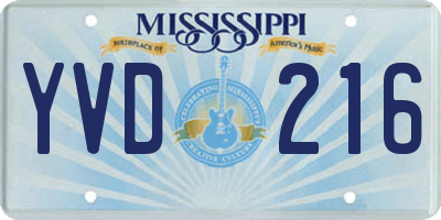 MS license plate YVD216