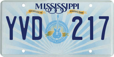 MS license plate YVD217