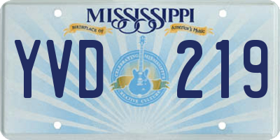MS license plate YVD219