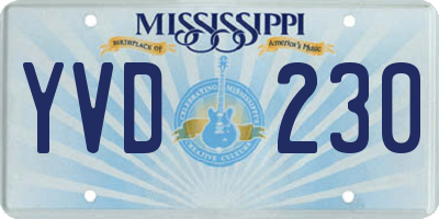 MS license plate YVD230