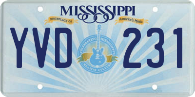 MS license plate YVD231
