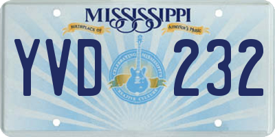 MS license plate YVD232