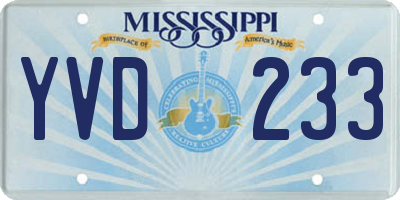 MS license plate YVD233