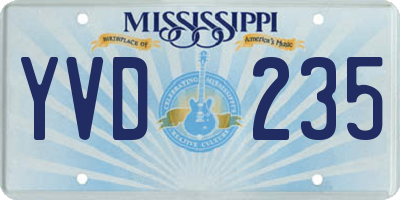 MS license plate YVD235
