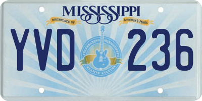 MS license plate YVD236