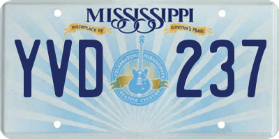 MS license plate YVD237