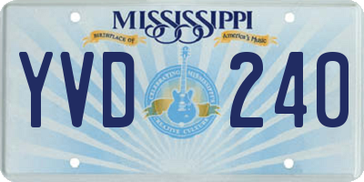 MS license plate YVD240
