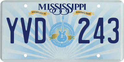 MS license plate YVD243