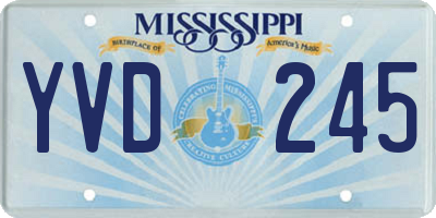 MS license plate YVD245